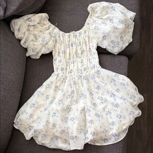 Altar'd State Cream and Blue Floral Dress